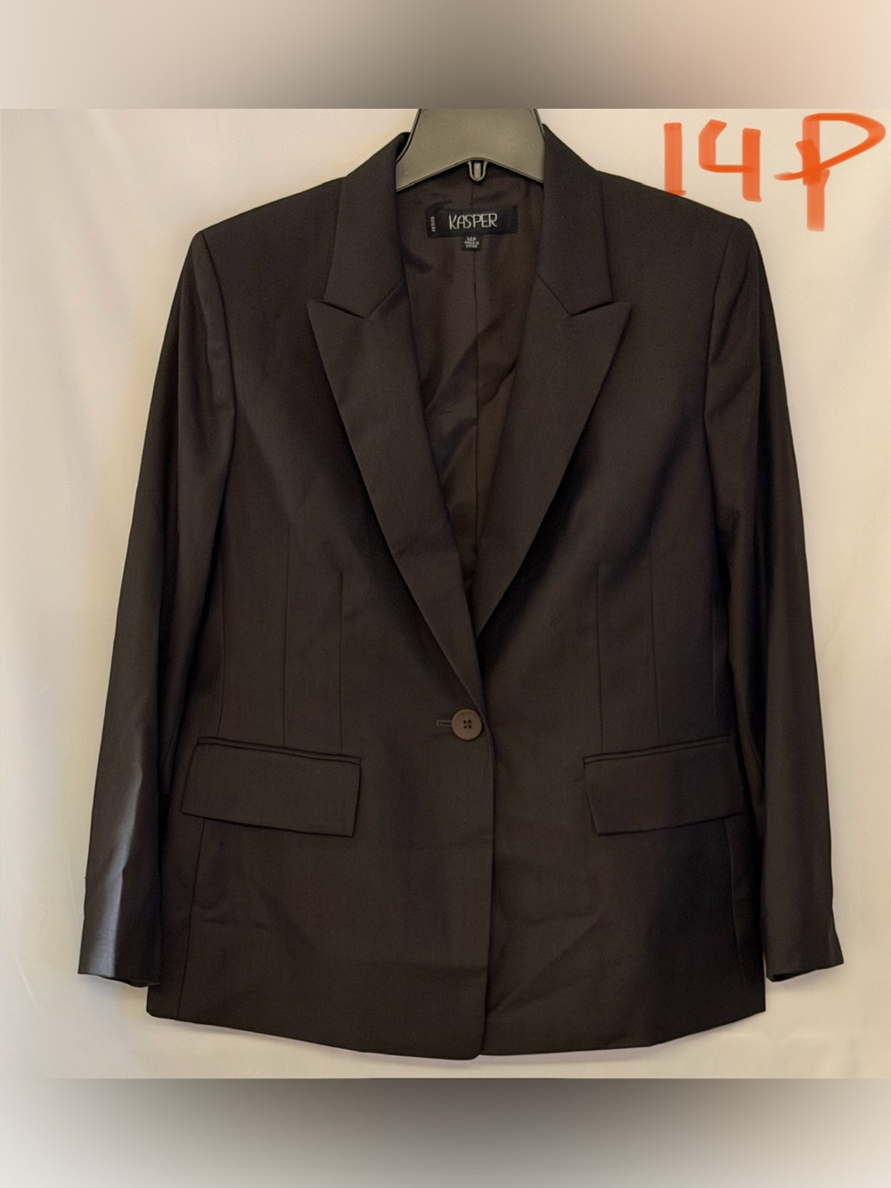 Kasper Brown Single-Button Tailored Blazer